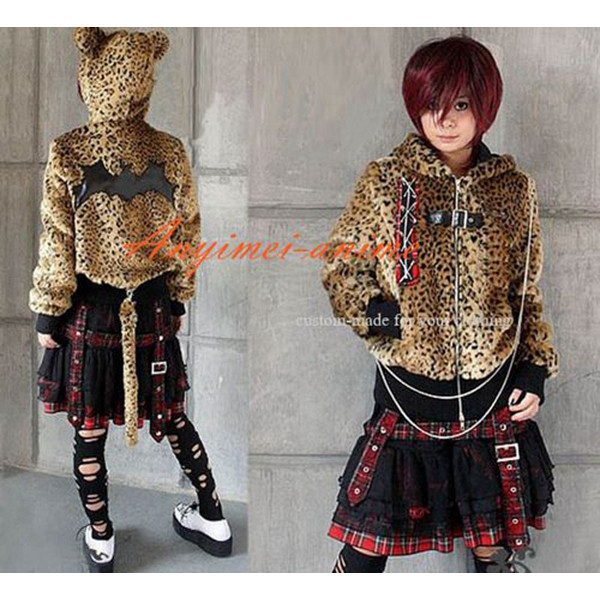 Gothic Lolita Punk Imitation Leopard Skin Jacket Coat Cosplay Costume Tailor-Made[CK1202]