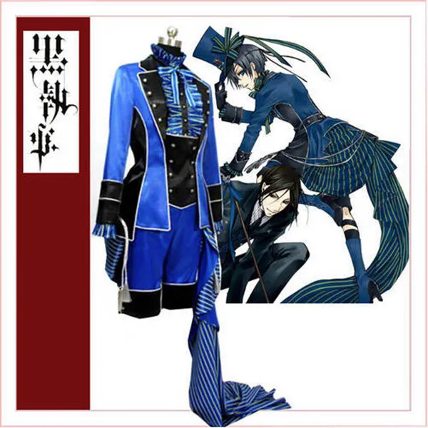 Black Butler Kuroshitsuji Ciel Phantomhive Blue Dress Cosplay Costume Tailor-Made[CK1356]