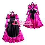 French Sissy maid Satin lockable dress Uniform cosplay costume Tailor-made[G3948]