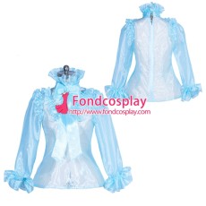 French Sissy maid glass silk lockable shirt Uniform cosplay costume Tailor-made[G3950]
