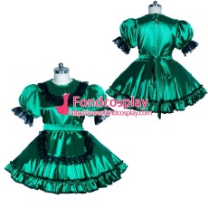 French Sissy maid satin lockable dress Uniform cosplay costume Tailor-made[G3956]