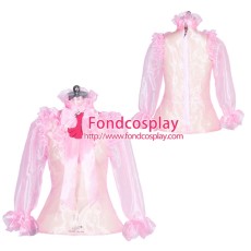 French Sissy maid glass silk lockable shirt Uniform cosplay costume Tailor-made[G3951]