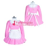 French lockable Pink PVC sissy maid dress unisex Tailor-made[G3959]