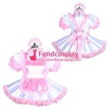 French Sissy maid satin lockable dress Uniform cosplay costume Tailor-made[G3961]