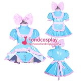 French Sissy Maid Lockable Blue Pvc Dress Uniform Cosplay Costume Tailor-made[G3967]