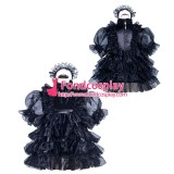 French Sissy Maid Lockable Black Satin Dress Uniform Cosplay Costume Tailor-made[G3968]