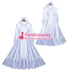 French Sissy Maid Lockable Satin Dress Uniform Cosplay Costume Tailor-made[G3972]