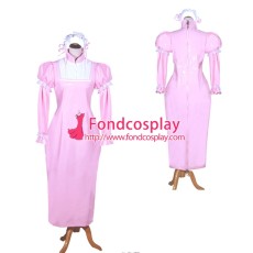 French Sissy Maid Lockable Baby Pink PVC Dress Uniform Cosplay Costume Tailor-made[G3980]