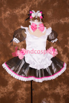 Sexy Lockable Lockable Black White Clear PVC Sissy Maid Short Dress Cosplay Costume Uniform[T003]