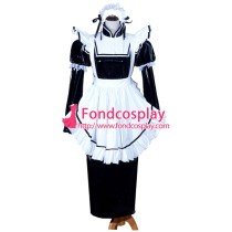 French Sissy Maid Lockable Black PVC Dress Uniform Cosplay Costume Tailor-made[G3985]