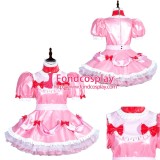 French Sissy Maid Lockable Baby Pink PVC Dress Uniform Cosplay Costume Tailor-made[G3996]