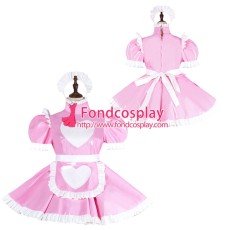 French Sissy Maid Lockable Baby Pink PVC Dress Uniform Cosplay Costume Tailor-made[G4003]