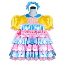 French Sissy Maid Lockable satin Dress Uniform Cosplay Costume Tailor-made[G4007]