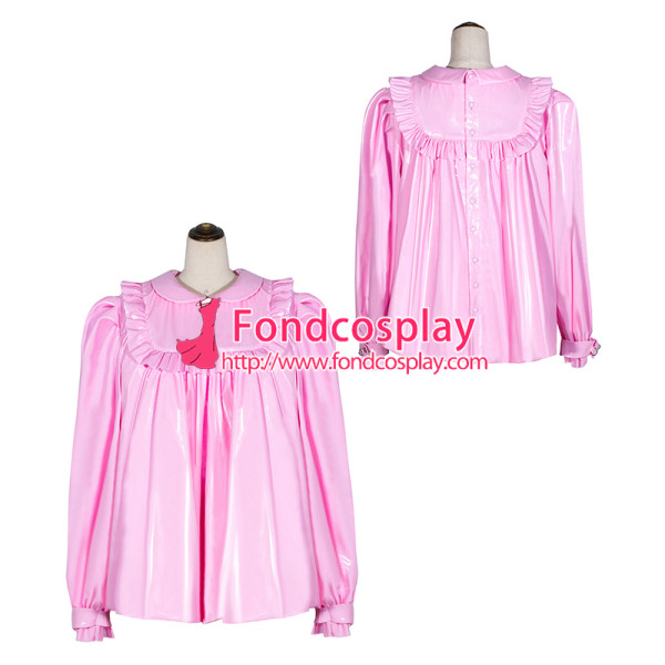 French Sissy Maid baby pink PVC shirt Uniform Cosplay Costume Tailor-made[G4056]