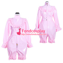French Sissy Maid Lockable Baby pink PVC Romper Dress Uniform Cosplay Costume Tailor-made[G4012]