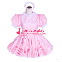 French Sissy Maid Lockable Baby Pink PVC Dress Uniform Cosplay Costume Tailor-made[G4020]