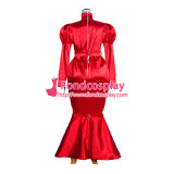 French Sissy Maid Satin red Dress Lockable Uniform Cosplay Costume Tailor-Made[G4061]