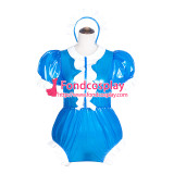French Sissy Maid blue Clear Pvc Romper Lockable Uniform Cosplay Costume Tailor-Made[G4065]