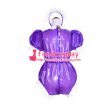 French Sissy Maid purple Clear Pvc Romper Lockable Uniform Cosplay Costume Tailor-Made[G4062]