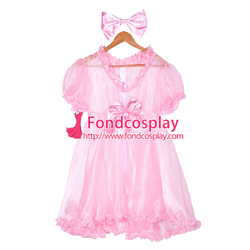 Sissy Maid Lockable Baby pink Organza Dress Uniform Crossdress Tailor-made #0