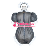 French Sissy Maid black Clear Pvc Romper Lockable Uniform Cosplay Costume Tailor-Made[G4058]