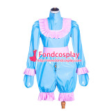 French Sissy Maid Lockable Baby blue PVC Romper Dress Uniform Cosplay Costume Tailor-made[G4063]