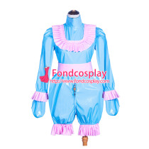 French Sissy Maid Lockable Baby blue PVC Romper Dress Uniform Cosplay Costume Tailor-made[G4063]