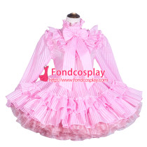 French Sissy Maid Lockable baby pink Organza Dress Uniform Cosplay Costume Tailor-made[G4028]