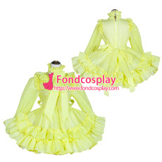 French Sissy Maid Lockable yellow Organza Dress Uniform Cosplay Costume Tailor-made[G4029]