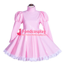 French Sissy Maid Lockable Baby Pink PVC Dress Uniform Cosplay Costume Tailor-made[G4035]