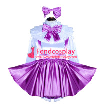 French Sissy Maid Lockable purple satin Dress Uniform Cosplay Costume Tailor-made[G4037]