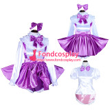 French Sissy Maid Lockable purple satin Dress Uniform Cosplay Costume Tailor-made[G4037]