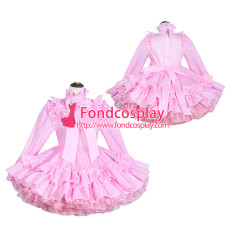 French Sissy Maid Lockable baby pink Organza Dress Uniform Cosplay Costume Tailor-made[G4028]