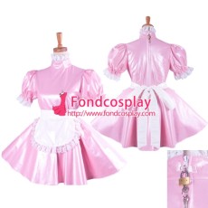 French lockable Faux leather pink Sissy Maid dress Tailor-made[G1424]