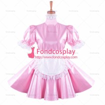 fondcosplay lockable faux leather pink sissy maid dress TV/CD Tailor-made[G1424]