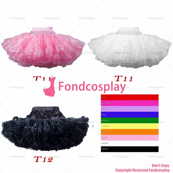 fondcosplay adult sexy cross dressing sissy maid short soft pink organza petticoat underskirt skirt CD/TV[T11]