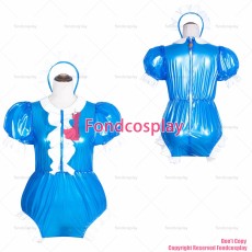 fondcosplay cross dressing sissy maid blue Clear Pvc Romper Lockable jumpsuits panties Peter Pan collar CD/TV[G4065]