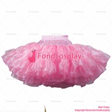 fondcosplay adult sexy cross dressing sissy maid short soft pink organza petticoat underskirt skirt CD/TV[T11]