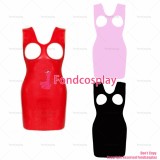 fondcosplay adult cross dressing sissy maid French Lockable pink red black heavy PVC Dress Open breast CD/TV[G3971]
