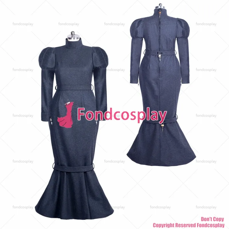 fondcosplay adult sexy cross dressing sissy maid long French black Wool lockable dress Uniform costume CD/TV[G3934]