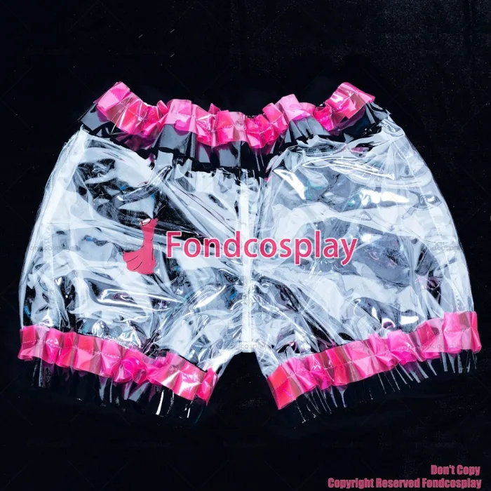 fondcosplay adult sexy cross dressing sissy maid short French clear PVC bloomers knickers panties unisex CD/TV[G3897]
