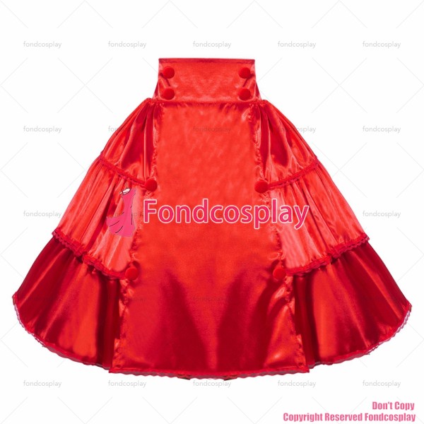 fondcosplay adult sexy cross dressing sissy maid short French Red satin Skirt Uniform Cosplay Costume CD/TV[G4004]