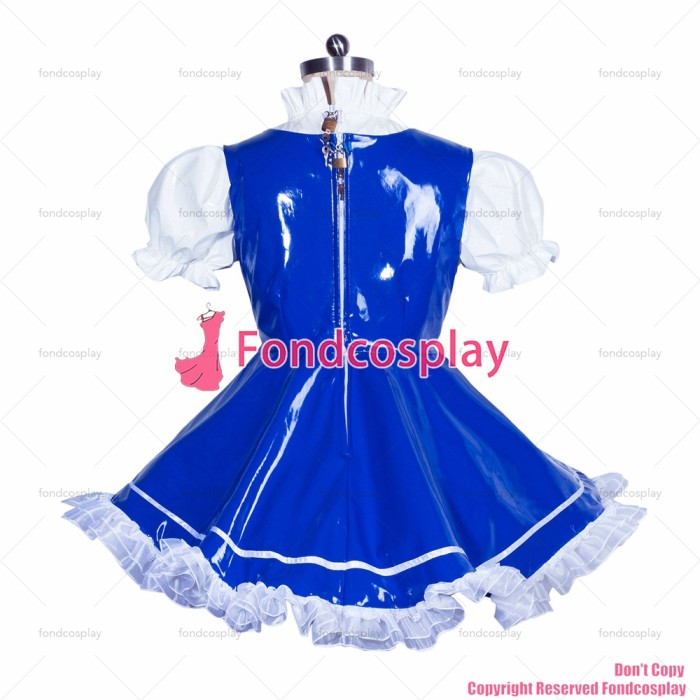 fondcosplay adult cross dressing sissy maid Cardcaptor Sakura-KINOMOTO SAKURA lockable blue heavy PVC dress CD/TV [G3907]