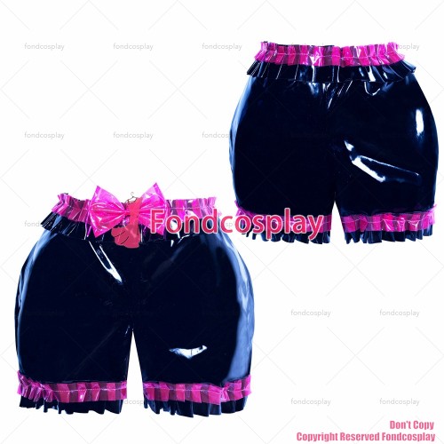 fondcosplay adult sexy cross dressing sissy maid French black heavy PVC bloomers knickers panties unisex CD/TV[G3903]