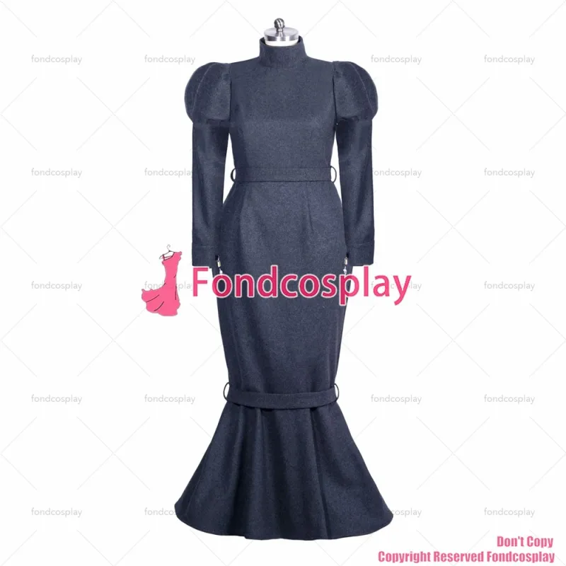 fondcosplay adult sexy cross dressing sissy maid long French black Wool lockable dress Uniform costume CD/TV[G3934]