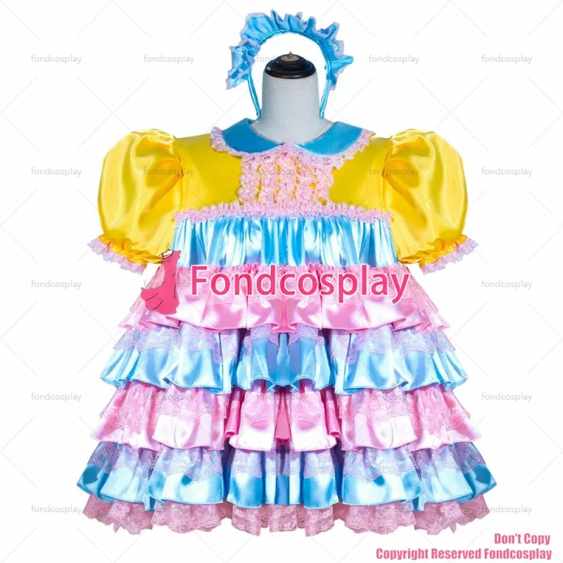 fondcosplay sexy cross dressing sissy maid short French Lockable satin baby Dress Uniform Cosplay Costume CD/TV[G4007]