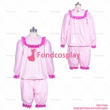 fondcosplay adult sexy cross dressing sissy maid lockable baby pink thin PVC shirt blouse panties pajamas CD/TV[G3908]