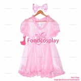 fondcosplay adult sexy cross dressing sissy maid short French Lockable Baby pink Organza Dress Uniform CD/TV[G4052]