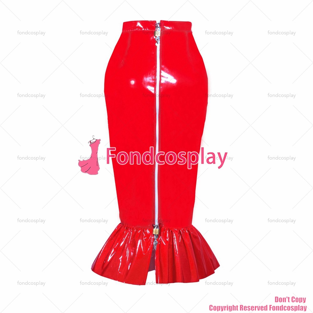 Us 6900 Fondcosplay Adult Sexy Cross Dressing Sissy Maid Short French Red Heavy Pvc Skirt 