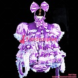 fondcosplay cross dressing sissy maid lockable baby Satin dress Purple jumpsuits rompers panties Handcuffs CD/TV[G3846]